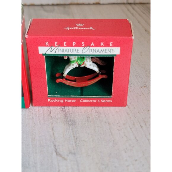 Hallmark vintage miniature rocking horse ornament Xmas set - Picture 4 of 6